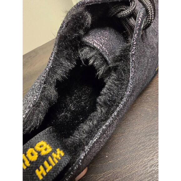 Dr Martens 1461 Platform Airware Shoes Black Glitter Fur Lined Women's Size 10 - Picture 7 of 8